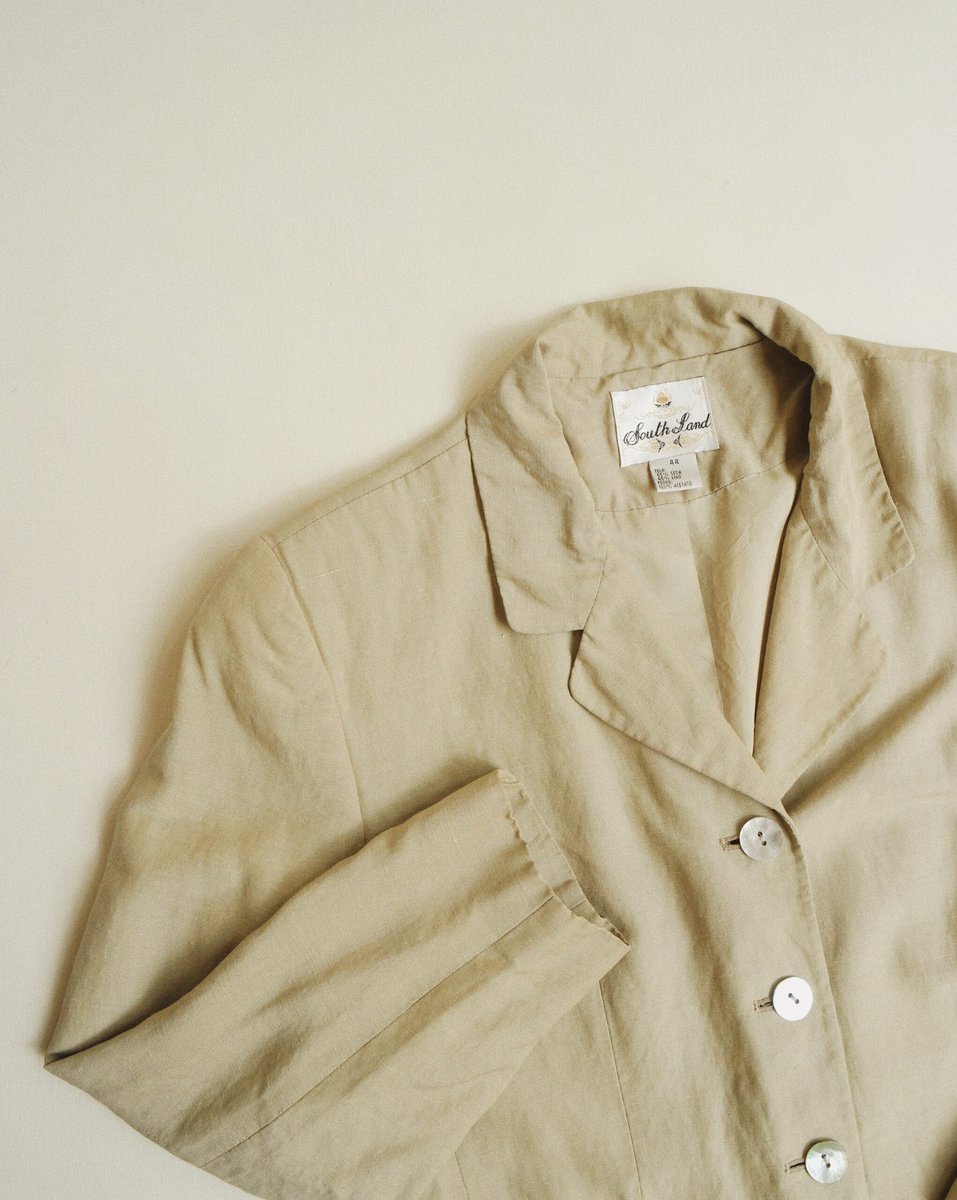 blazer vintage de seda y lino detalle botones